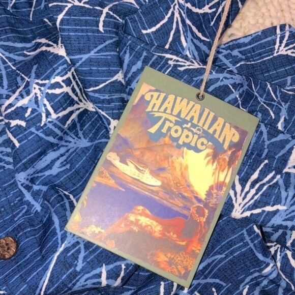 Hawaiian Tropic size large blue tropical shirt - Picture 4 of 4